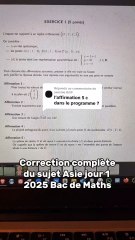 Corrigé complet du sujet Asie jour 1.#bac #bac2025 #corrige #correction #terminale #spemaths