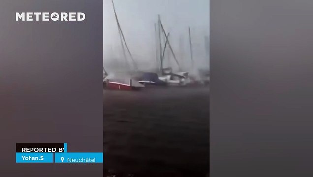 A storm brings extreme winds to Lake Neuchâtel, Switzerland! Gusts exceeded 140 km/h, causing significant material damage and the evacuation of dozens of people