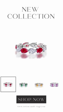 84 custom made unique stackable alternating pear sapphire and diamond eternity ring