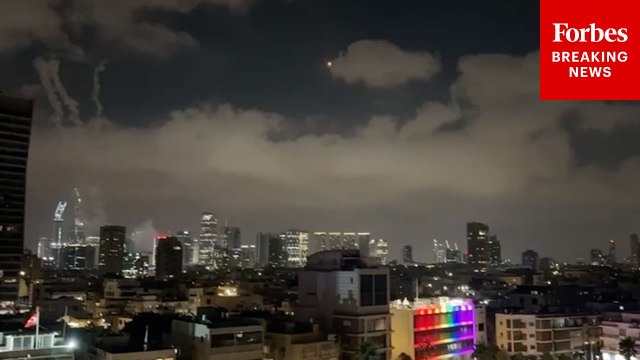 Explosions Are Seen In The Sky Above Tel Aviv, Israel, As Iran Continues Missile Strikes