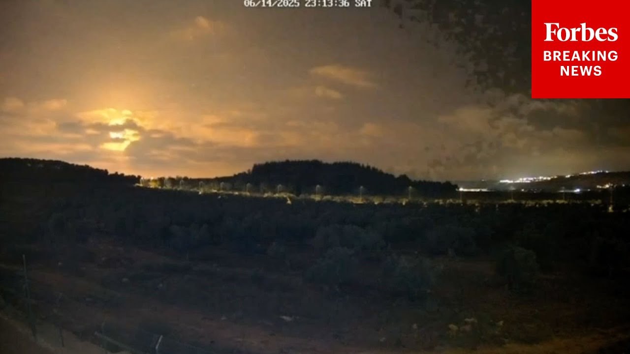 CCTV Camera Captures Iranian Missiles Coming Down On Haifa, Israel