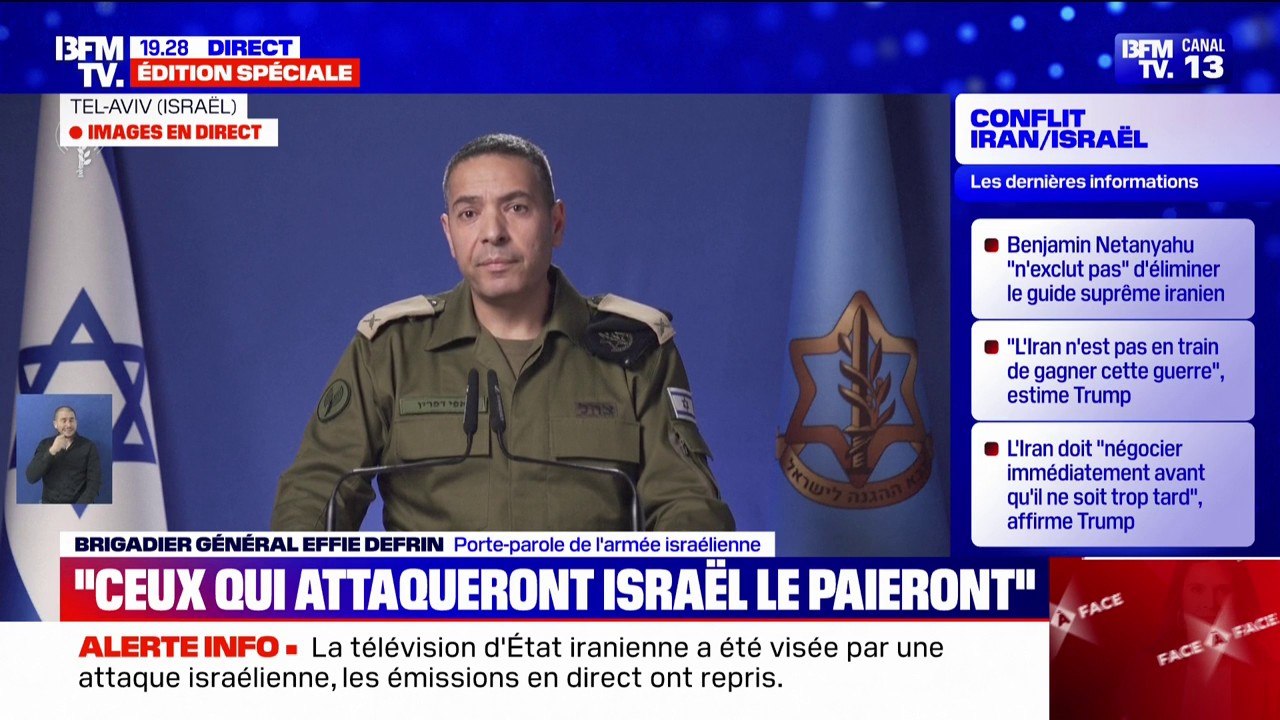 Conflit Iran-Israël: "Cette nuit, il y aura encore probablement des attaques vers Israël", affirme le porte-parole de l’armée israélienne