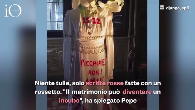 A Pitti Uomo “1522”, l’abito da sposa di Emanuele Pepe contro la violenza sulle donne