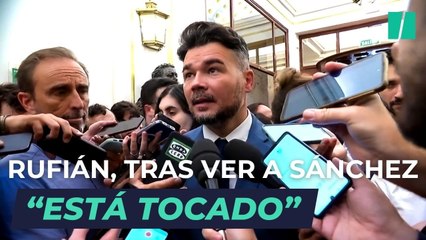Rufián, tras reunirse con Sánchez: "he visto a una persona tocada. Pido a los representantes de la izquierda que aprovechemos el tiempo que nos queda"