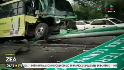 Camión de pasajeros choca en Periférico Sur y Luis Cabrera, CDMX