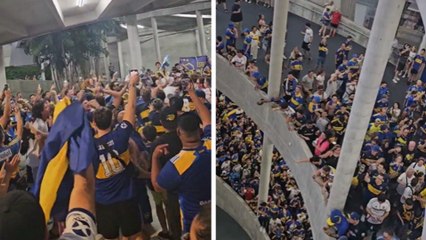 Afición de Boca Juniors arma tremenda fiesta tras juego contra Benfica