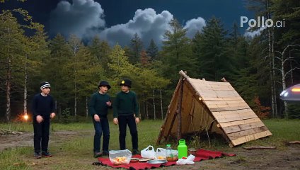 MENINOS FORAM ACAMPAR E UM DISCO VOADOR DESCE E DÁ DINHEIRO.