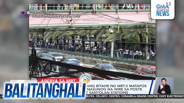 DOTr - Balik-normal na ang biyahe ng MRT-3 matapos magkaaberya dahil sa nasunog na wire sa poste sa pagitan ng Cubao at Santolan Stations | Balitanghali