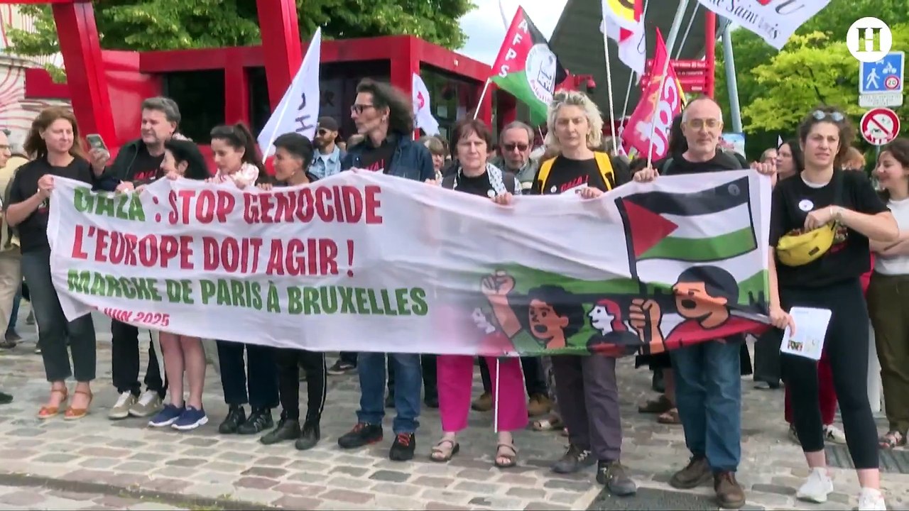 La star de la série Capitaine Marleau sur France 2, Corinne Maisero, interpelle les Français alors qu'elle manifeste derrière une banderole qui affirme "Stop au génocide":  "Pourquoi vous n'aidez pas les camarades gazaoui qui sont en train de crever, de s
