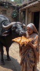 Grandma  Treats The Buffalo To Pizz