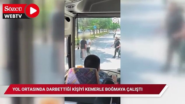 Uşakta bir grup kişi yol ortasında darbettiği kişiyi kemerle boğmaya çalıştı