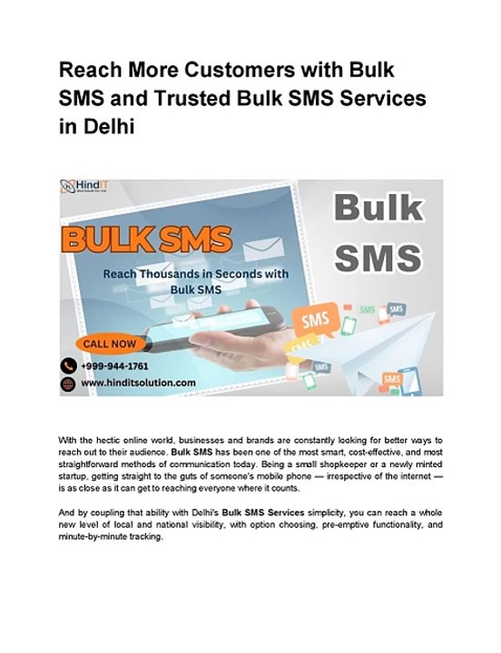 Reach More Customers with Bulk SMS and Trusted Bulk SMS Services in Delhi