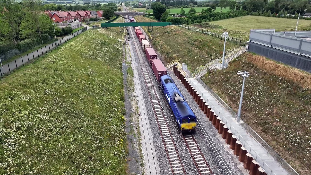 WATCH: The first freight train travels along the East West Rail line as part of its journey into a new rail freight interchange in Northampton