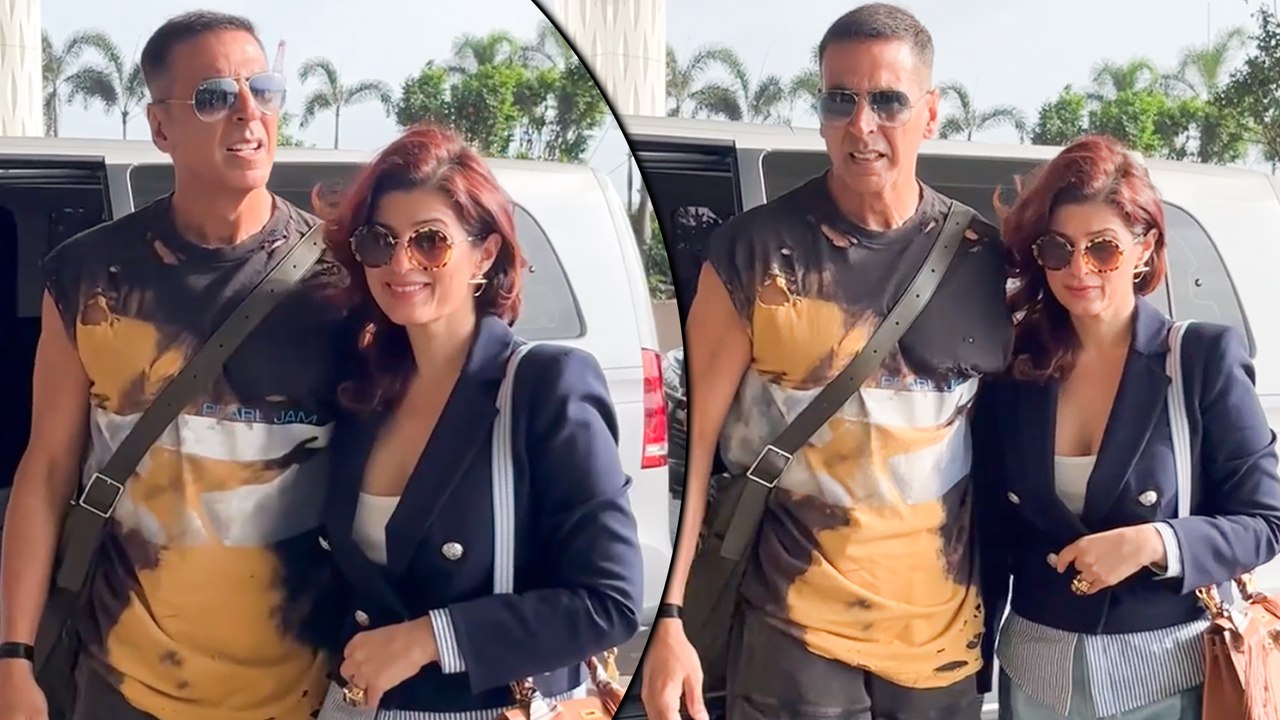 Akshay Kumar & Twinkle Khanna Serve Couple Goals At Mumbai Airport Departure