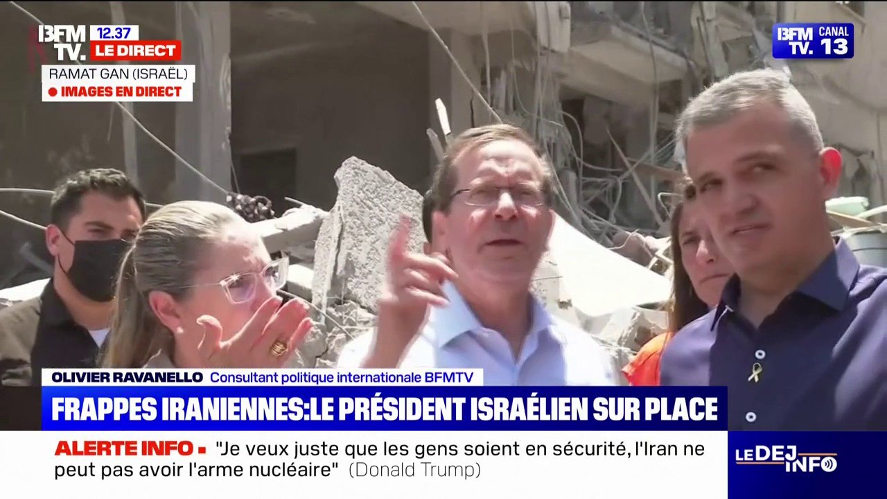 Israël-Iran: le président israélien est à Ramat Gan, aux alentours de Tel-Aviv, pour constater les dégâts de frappes iraniennes