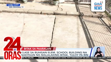 Klase sa Buhisan Elem. School building na nakitaan ng malalaking bitak, tuloy pa rin | 24 Oras