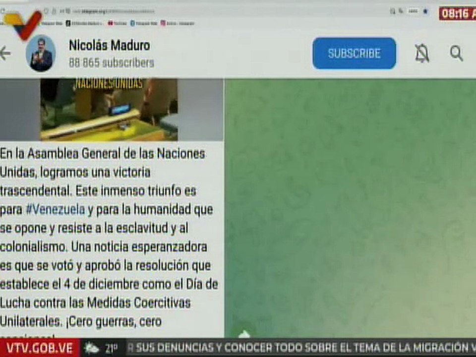 Pdte. Maduro: En la Asamblea General de las Naciones Unidas, logramos una victoria trascendental