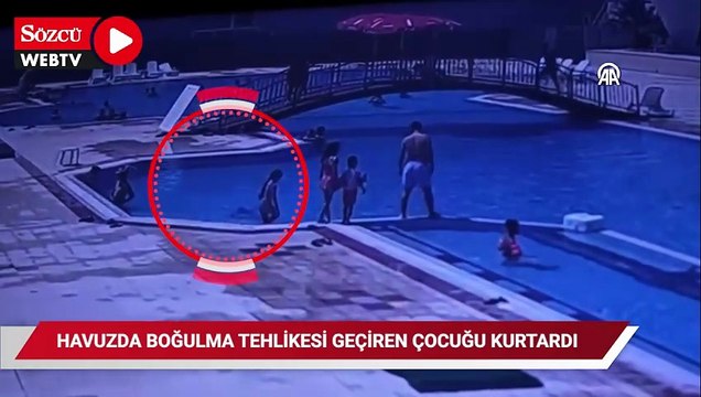 Havuzda boğulma tehlikesi geçiren çocuğu böyle kurtardı