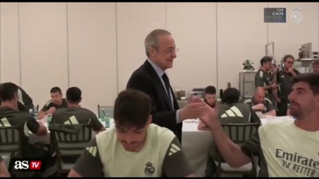 El caluroso saludo de Florentino con la plantilla del Real Madrid