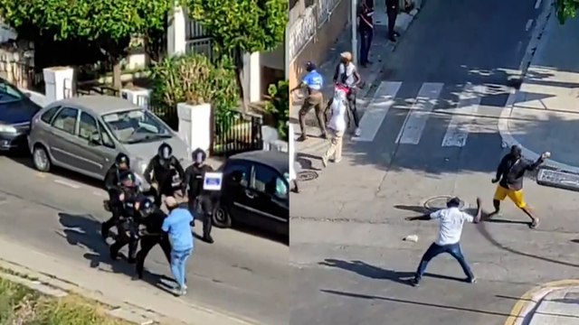 Un grupo de manteros se enfrentan y tiran piedras a la Policía y los Mossos en Tarragona
