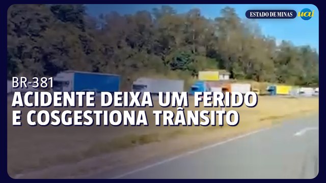 Tombamento de carreta deixa um ferido e congestiona BR-381