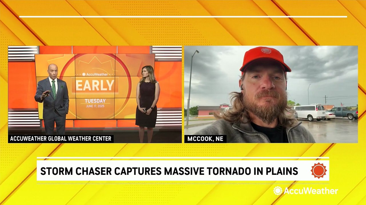 Storm chaser captures massive tornado in Plains