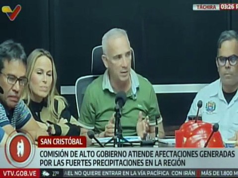 Comisión de Alto Gobierno evalúa afectaciones generadas por fuertes lluvias en Táchira