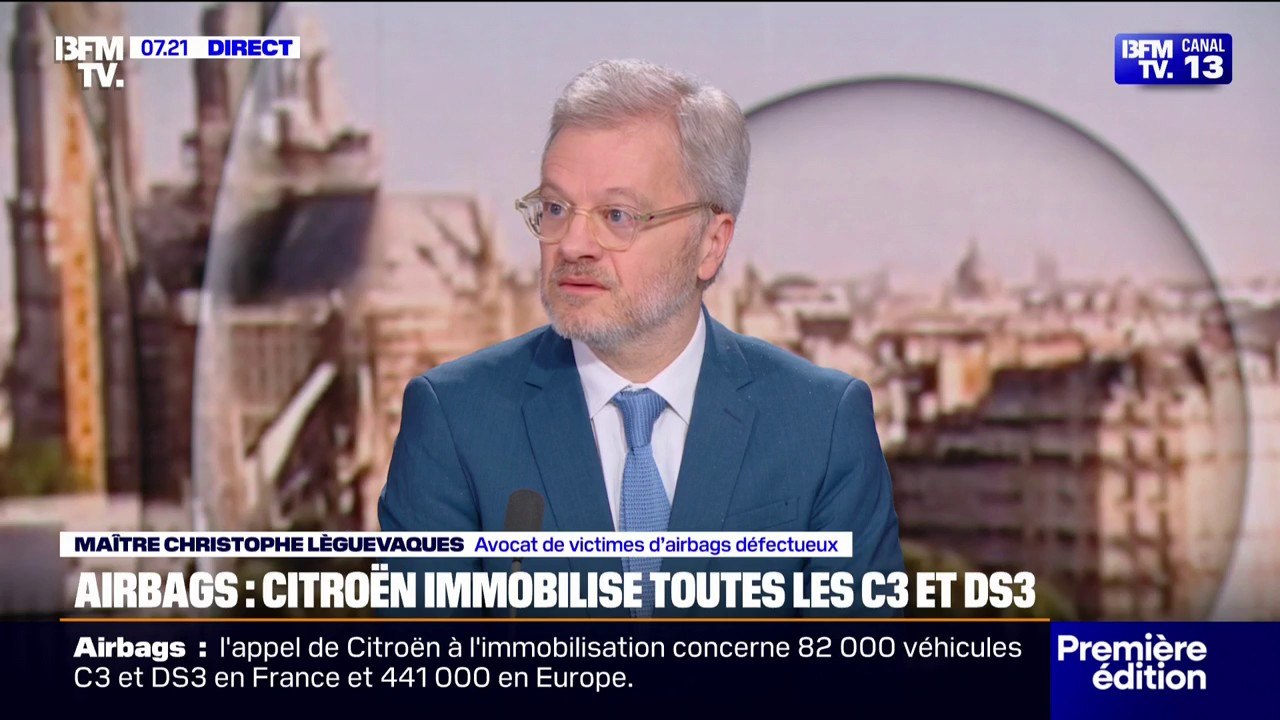 Immobilisation des Citroën C3 et DS3: "On sait depuis 2008 que les airbags Takata sont mortellement dangereux", affirme Christophe Lèguevaques (avocat de victimes)