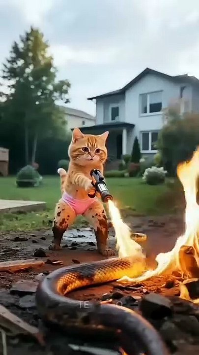 बिल्लू को सांप ने निगल लिया 🙀 #catsoftiktok #cat #cute #aiart #ai #poorcat #catlover #fyp