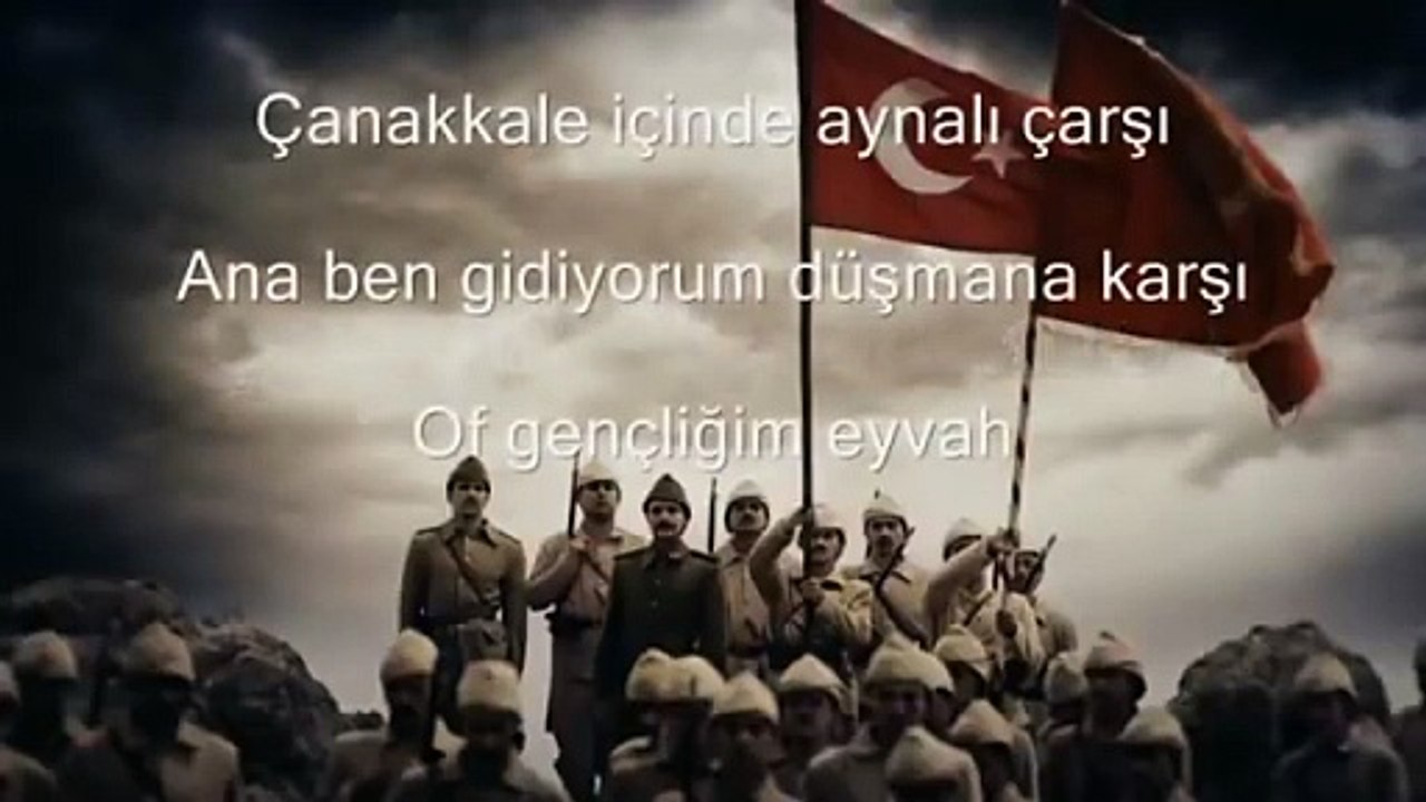 Çanakkale içinde aynalı çarşı, ana ben gidiyorum düşmana karşı ....