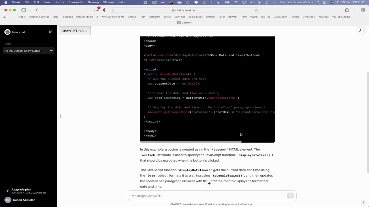 How to CODE a Button in HTML Using ChatGPT On a Mac / Desktop Computer - Basic Tutorial | New