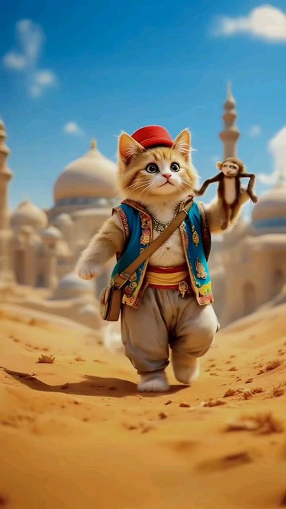 A cat and monkey journey 😽😽
