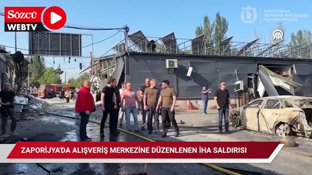 Zaporijya'da alışveriş merkezine düzenlenen İHA saldırısı güvenlik kamerasında