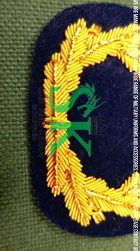 Cap Embroidered Bullion Badge, Hand Embroidery Badges Bullion Wire, Handmade Embroidered Metal Badge