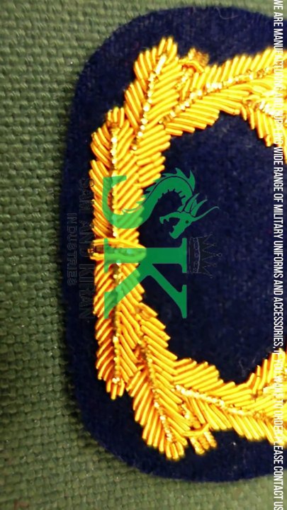 Cap Embroidered Bullion Badge, Hand Embroidery Badges Bullion Wire, Handmade Embroidered Metal Badge