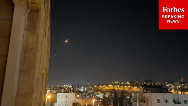 Missiles Launched By Iran Against Israel Are Seen In The Sky Over Bethlehem