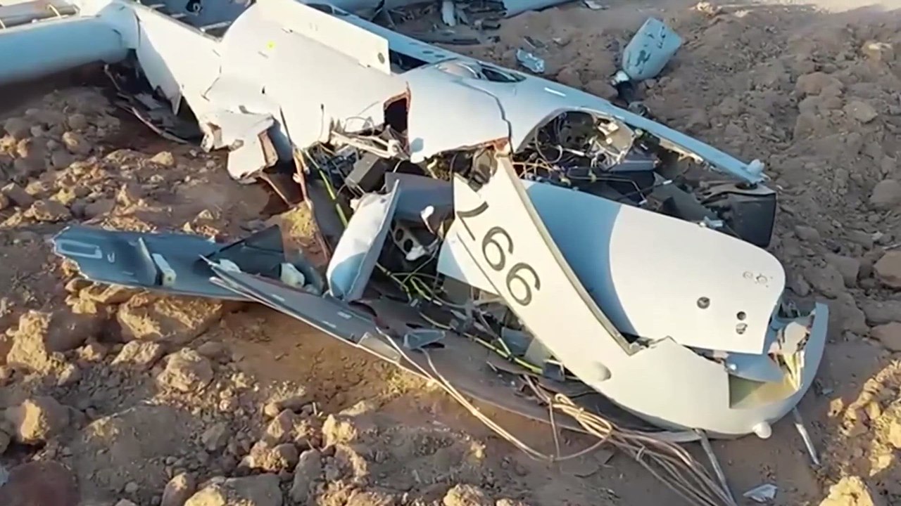 Clean footage shows wreckage of drone Iran says they intercepted