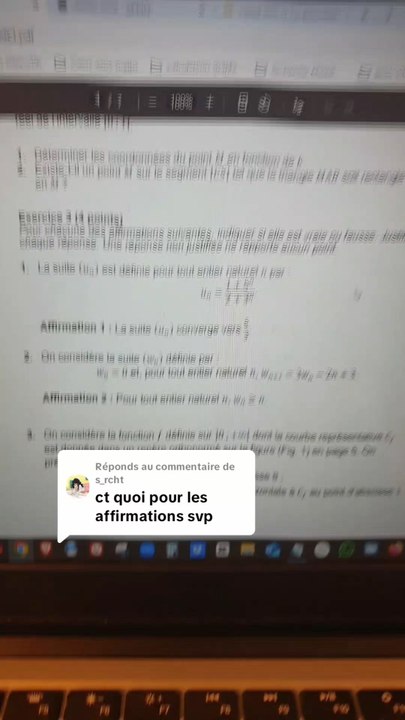 Corrigé Exercice 3 Affirmations Suites et Fonctions Sujet Bac Métropole J2 2025 🥨