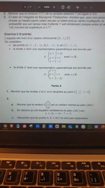 Corrigé Exercice 2 Géométrie dans l'espace Sujet Bac Métropole J2 2025 🍓