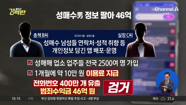 [돌직구 강력반]‘성매수 400만 명 정보 공유’ 불법 앱 운영자 검거