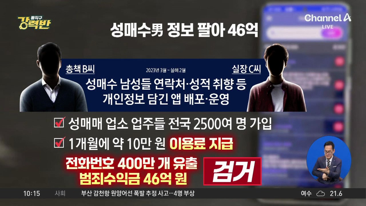 [돌직구 강력반]‘성매수 400만 명 정보 공유’ 불법 앱 운영자 검거