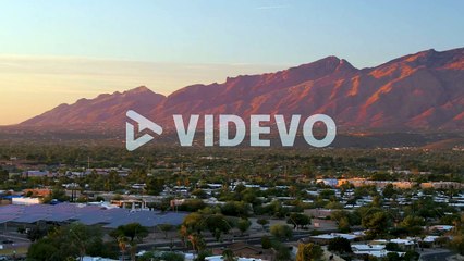 Amazing drone shot of sunset in Catalina mountains in Tuscon Arizona