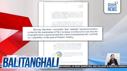 Registration ng Duterte Youth party-list kinansela ng Comelec 2nd division | Balitanghali