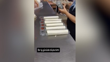 Çiğ köfte işletmesinde skandal görüntüler