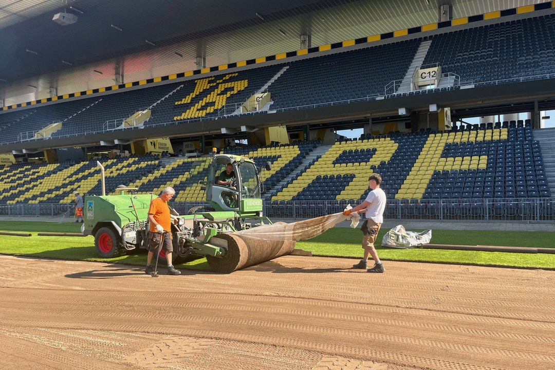 Los estadios de la Eurocopa mudan el césped