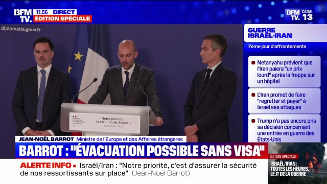 Conflit Iran-Israël: Jean-Noël Barrot, ministre des Affaires étrangères, réitère le refus de la France d'un Iran nucléaire