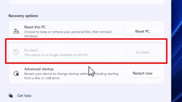 How do i enable go back option in Windows 11 after 10 days without losing data / Downgrade from Windows 11 to 10