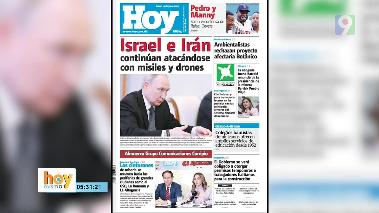 Titulares prensa dominicana jueves 19 de junio 2025 | Hoy Mismo