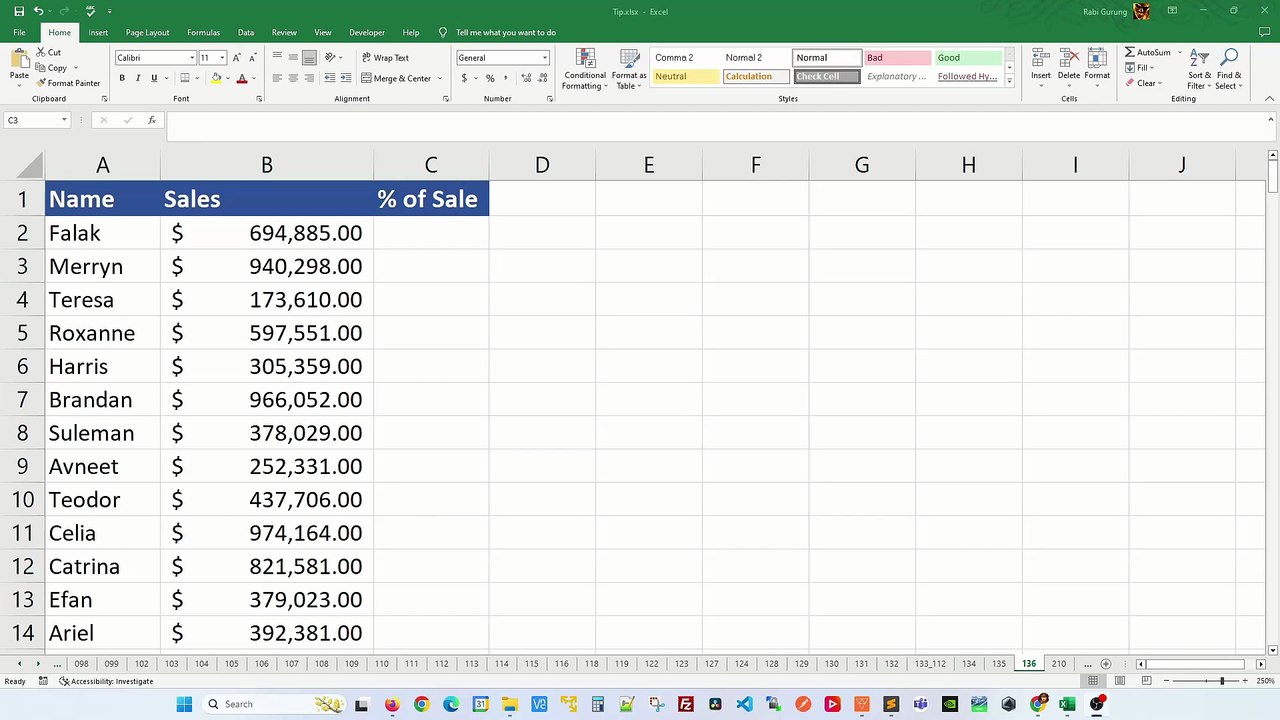 Calculate percentage in Excel using Quick Analysis - Excel Tips and Tricks