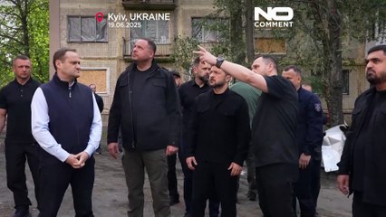 Zelenskyy visits Kyiv strike site, calls for global pressure on Russia